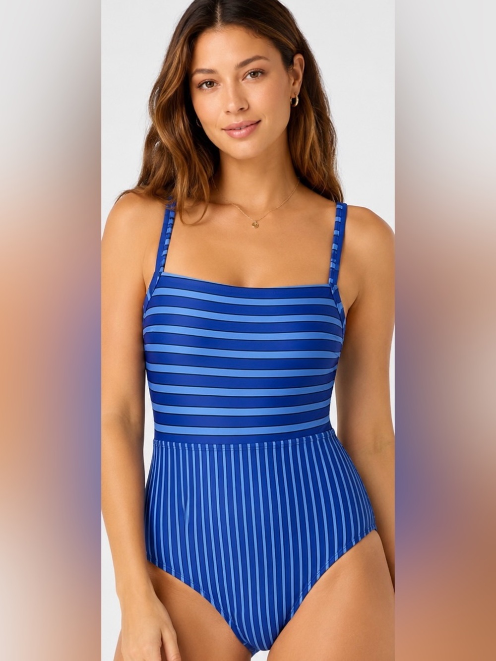 Eco Beach Striped One Piece Swimsuit Size L